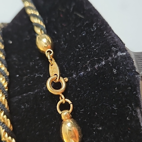 TRIFARI 30" Goldtone & Black Cord Rope Necklace - Picture 6 of 7